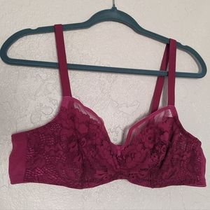 Torrid Curve Magenta Unlined Lace and Mesh Demi Bra